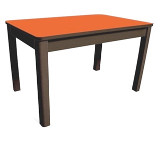 Обеденный стол Айсберг-05 СТ1, венге ЛДСП/стекло оранжевое/42 прямые массив венге в Южно-Сахалинске