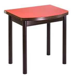 Кухонный стол раскладной СПГ-01 СТ1, венге ЛДСП/стекло оранжевое/38 прямые трубки крашеные коричневый в Южно-Сахалинске
