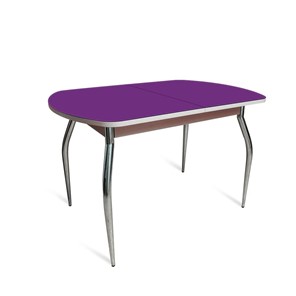 Кухонный стол раскладной ПГ-02 СТ2, дуб молочный/фиолетовое стекло/35 хром гнутые металл в Южно-Сахалинске