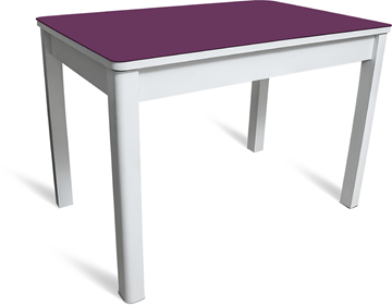 Стол кухонный Айсберг-05 СТ2, белое ЛДСП/фиолетовое стекло/40 массив белый в Южно-Сахалинске