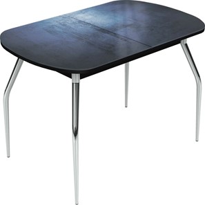 Обеденный раздвижной стол Ривьера исп.2 хром №5 (Exclusive h149/черный) в Южно-Сахалинске