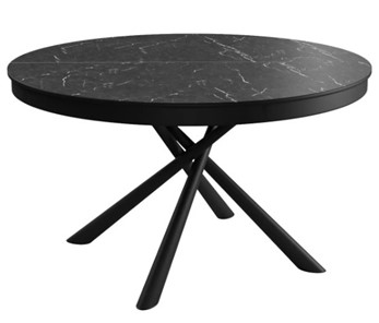 Керамический кухонный стол DikLine KR120 мрамор черный Калаката/опоры черные в Южно-Сахалинске