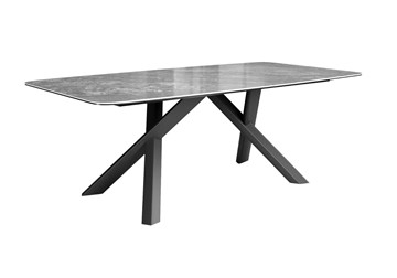 Обеденный стол DikLine KS220 керамика Monsoon (серый глянец JA688) / опоры черные в Южно-Сахалинске