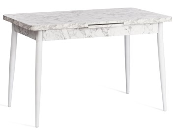 Кухонный раскладной стол ALTA (mod. 1183) ЛДСП+меламин/металл, 120+30х70х75, белый мрамор/белый, арт.19486 в Южно-Сахалинске