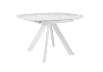 Керамический обеденный стол DikLine BK100 Керамика Белый мрамор/подстолье белое/опоры белые в Южно-Сахалинске