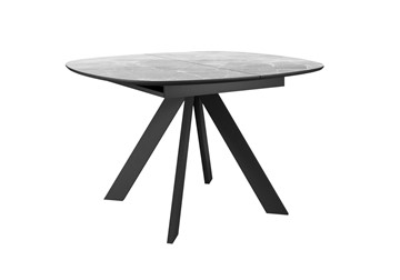 Кухонный раскладной стол DikLine BK100 Керамика Серый мрамор/подстолье черное/опоры черные в Южно-Сахалинске