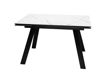 Кухонный стол раздвижной DikLine DKL140 Керамика Белый мрамор/опоры черные (2 уп.) в Южно-Сахалинске