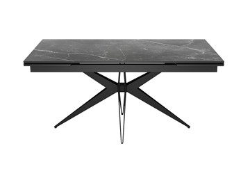 Керамический обеденный стол DikLine KW160 мрамор С45 (керамика черная)/опоры черные в Южно-Сахалинске