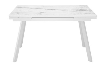 Кухонный стол раскладной DikLine SKA125 Керамика Белый мрамор/подстолье белое/опоры белые (2 уп.) в Южно-Сахалинске