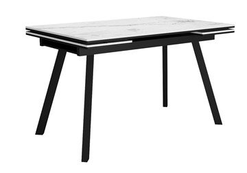 Керамический кухонный стол DikLine SKA125 Керамика Белый мрамор/подстолье черное/опоры черные (2 уп.) в Южно-Сахалинске