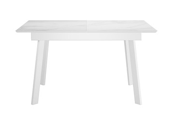 Обеденный раздвижной стол DikLine SKH125 Керамика Белый мрамор/подстолье белое/опоры белые (2 уп.) в Южно-Сахалинске