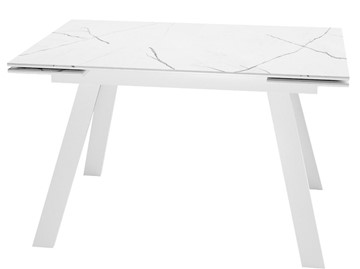 Раздвижной стол DikLine SKM140 Керамика Белый мрамор/подстолье белое/опоры белые (2 уп.) в Южно-Сахалинске