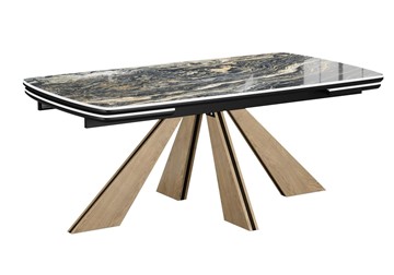 Кухонный раскладной стол DikLine SKP180 Керамика Amadeus/подстолье черное/опоры дуб монтана (2 уп.) в Южно-Сахалинске