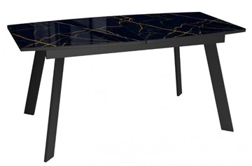 Обеденный раздвижной стол Dikline XLS160 мрамор черный глянец/ножки черные в Южно-Сахалинске