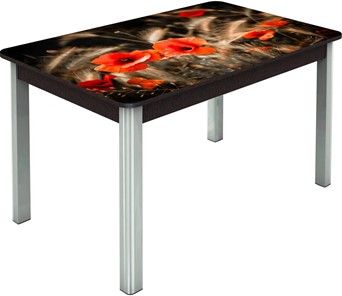 Кухонный стол раздвижной Гамбург исп. Мини, ноги метал. крашеные №23, Фотопечать (Цветы №38) в Южно-Сахалинске