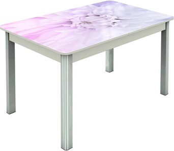 Обеденный раздвижной стол Гамбург исп.1 ноги метал. крашеные №23, Фотопечать (Цветы №54) в Южно-Сахалинске