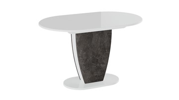 Кухонный стол раздвижной Монреаль тип 1 (Белый глянец/Моод темный) в Южно-Сахалинске
