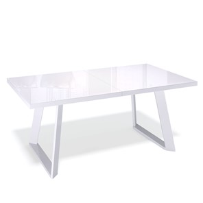 Кухонный стол раздвижной PL1400 (белый/стекло белое) в Южно-Сахалинске