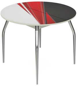 Кухонный раздвижной стол Ривьера - Круг, ноги метал. крашеные №24, ФП (Текстура №46) в Южно-Сахалинске