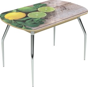 Кухонный раскладной стол Ривьера исп.1 ноги метал. крашеные №24 Фотопечать (Фрукты №33) в Южно-Сахалинске