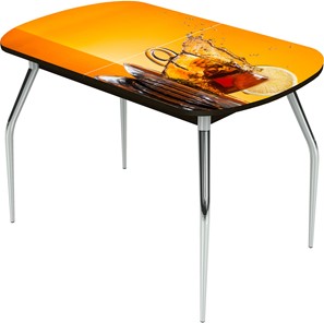 Обеденный раздвижной стол Ривьера исп.1 ноги метал. крашеные №24 Фотопечать (Кофе №15) в Южно-Сахалинске