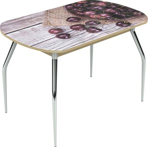 Раздвижной стол Ривьера исп.2 ноги метал. крашеные №24 Фотопечать (Фрукты №29) в Южно-Сахалинске