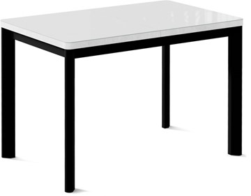 Обеденный раздвижной стол Токио-1G (ноги металлические черные, cтекло cristal/белый цемент) в Южно-Сахалинске