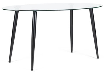 Овальный кухонный стол KASSEL (mod. DT333) металл/закаленное стекло (10 мм), 150х90х75см, черный в Южно-Сахалинске