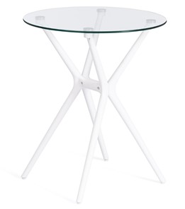 Стеклянный стол PARNAVAZ (mod. 29) пластик/стекло, 60х60х70,5 прозрачный/белый арт.19697 в Южно-Сахалинске