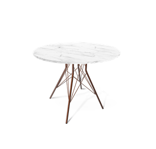 Круглый стол на кухню SHT-TU2-1 / SHT-TT 90 ЛДСП (мрамор кристалл/медный металлик) в Южно-Сахалинске