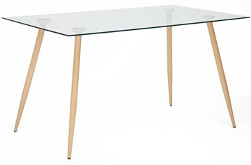 Обеденный стол SOPHIA (mod. 5003) металл/стекло (8мм), 140x80x75, бук/прозрачный арт.12098 в Южно-Сахалинске