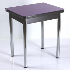 Пристенный кухонный стол СПА-07 СТ2, венге ЛДСП/стекло фиолетовый/39 прямые трубки хром в Южно-Сахалинске