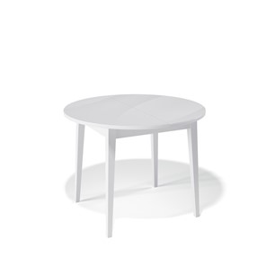 Круглый стол на кухню Kenner 1000M (Белый/Стекло белое глянец) в Южно-Сахалинске