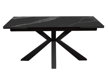 Стол на кухню раздвижной DikLine SFE160 Керамика Черный мрамор/подстолье черное/опоры черные (2 уп.) в Южно-Сахалинске