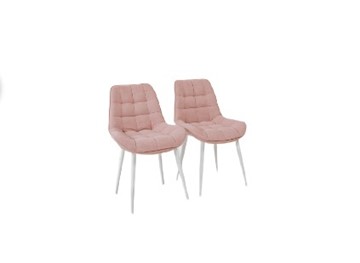 Комплект из 2-х  мягких стульев для кухни Комфорт розовый белые ножки в Южно-Сахалинске