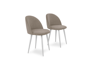 Комплект из 2-х  мягких стульев для кухни Лайт бежевый белые ножки в Южно-Сахалинске