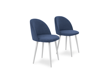 Комплект из 2-х кухонных стульев Лайт синий белые ножки в Южно-Сахалинске