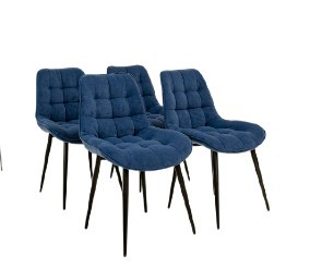 Комплект из 4-х обеденных стульев Комфорт синий черные ножки в Южно-Сахалинске