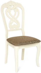 Кухонный стул Андромеда, дерево гевея 47х55х107 Ivory white/ткань коричневая S 168-7 (2 шт) арт.12896 в Южно-Сахалинске