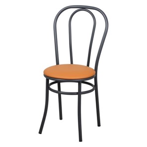 Кухонный стул Венский СРП-070 (спинка две дуги) Эмаль графит Экотекс оранжевый в Южно-Сахалинске