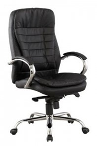 Кресло офисное J 9031-1 нат. кожа /хром, черный в Южно-Сахалинске