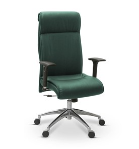 Офисное кресло для руководителя Dark (подлокотники 3D) натуральная кожа с компаньоном / зеленая NL30 в Южно-Сахалинске