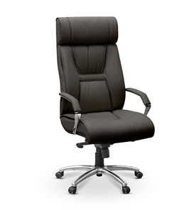 Офисное кресло Олимп X (подлокотники хром) натуральная кожа с компаньоном / черная в Южно-Сахалинске