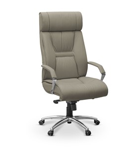 Кресло для руководителя Олимп X (подлокотники хром) натуральная кожа с компаньоном / серая NL50 в Южно-Сахалинске