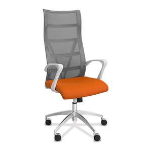 Офисное кресло Топ X белый каркас, сетка/ткань TW / серая/оранжевая в Южно-Сахалинске