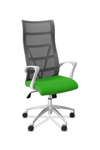 Офисное кресло Топ X белый каркас, сетка/ткань TW / серая/салатовая в Южно-Сахалинске