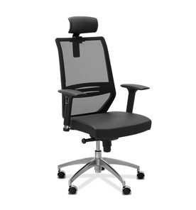Офисное кресло Aero lux с подголовником, сетка/ткань TW / черная/черная в Южно-Сахалинске
