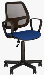 Кресло компьютерное ALFA GTP (PM60) CAGLIARI черный, синий в Южно-Сахалинске