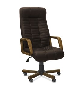 Кресло для руководителя Атлант W, экокожа премиум / тёмно-коричневая CN1113/ дерево - орех в Южно-Сахалинске