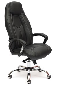 Кресло BOSS Lux, кож/зам, черный/черный перфорированный, арт.9160 в Южно-Сахалинске
